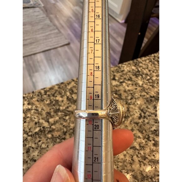 Poison Ring Sterling Silver 925 Garnet Gemstone Intricate Filigree Design Gift - Picture 13 of 16